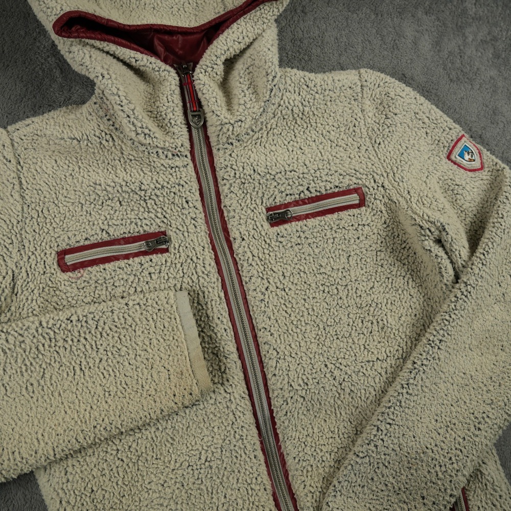 KUHL Skata Sherpa Fleece Hoodie Jacket‎ Womens XS Cream Burgundy Full Zip